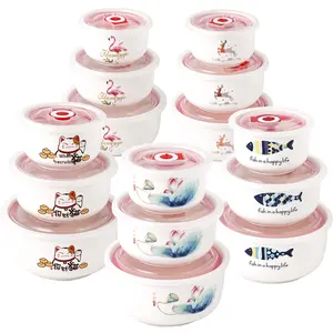 Juego de Tazones de Arroz de Cerámica Modernos Hechos a Mano con Diseño Floral Personalizable, Tapas Resistentes al Calor, Libres de BPA, Ecológicos, Aptos para <span class=keywords><strong>Microondas</strong></span> y Lavavajillas - Product Image 5