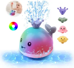 Mainan mandi bayi semprotan paus, mainan kolam renang empat pola semprotan air desain tahan air mainan menyenangkan