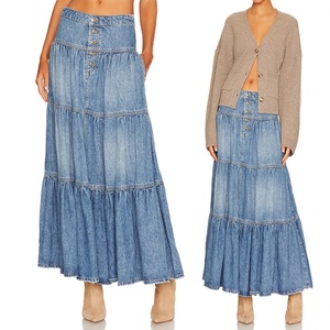 Vestido Vaquero Personalizado para Mujer, con Botones, Bolsillos Laterales, Estilo Holgado, Faldas Largas de Mezclilla Azul para Mujer - Product Image 1