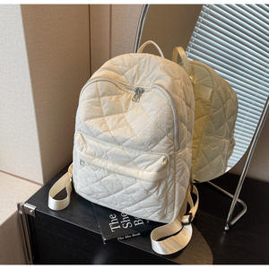 Hiver Classique Voyage Randonnée Casual Diamond Matelassé Sac à dos Solid Color Custom College Student Padded Laptop Schoolbag - Product Image 3