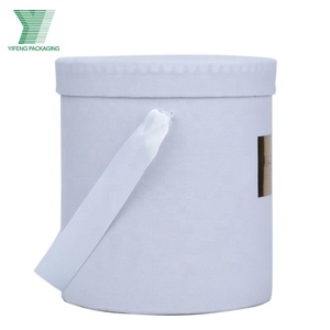 Caja de Regalo Redonda de Papel Hecha a Mano con Estampado Dorado de Lujo Personalizado, Cajas de Regalo para Flores con Asas de Listón - Product Image 4