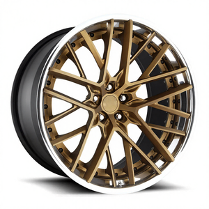 Jantes forgées en alliage T6-6061 Bronze 5 étoiles polies à rebord profond, 3 pièces, pour véhicules largeur de châssis élargie, style urbain de luxe VIP, ajustement décalé - Product Image 3