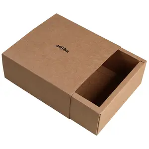 牛皮纸珠宝包装盒带抽屉小礼品盒可压花和deboss强力