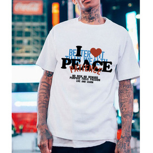 T-shirt imprimé « Lettre de Paix » pour le printemps et l'été 2026, chemise décontractée et tendance à manches courtes pour homme - Product Image 2