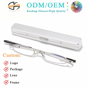 Lunettes de <span class=keywords><strong>lecture</strong></span> anti-lumière bleue, verres AC, monture métallique, fines, portables, pour presbytie, avec étui, unisexe, design léger, jaune et blanc - Product Image 1