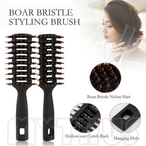 Brosses et peignes démêlants pour hommes et femmes, accessoires de coiffure, peigne à grandes dents en carbone, broche en acier, pour séparer les cheveux, poils de sanglier, 4 pièces - Product Image 2