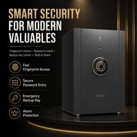 Caja Fuerte Biométrica con Huella Dactilar, Código Digital Electrónico, Interior de Cuero de Lujo, Gran Capacidad, Seguridad para el Hogar, Oficina, Hotel