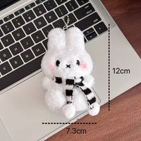 Pendentif de sac à dos et porte-clés en peluche Miffy le lapin, 12 cm, avec écharpe, en coton PP ultra doux, en forme de personnage de dessin animé mignon, pour machine à griffes, en promotion