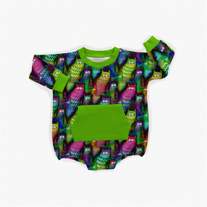 Mameluco de rizo de bambú con cuello redondo y estampado personalizado, mono de bebé de rizo con botones a presión de manga larga para recién nacidos - Product Image 2