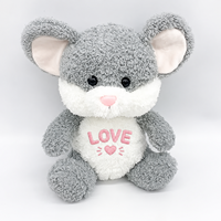 Peluche personnalisée en forme de souris, adorable animal en peluche gris avec logo brodé, cadeau personnalisé pour bébé, OEM ODM