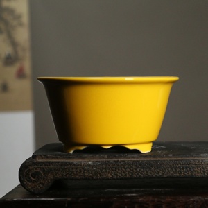 Runder Schneeflocken glasierter Keramik-Bonsai-Topf mit lila Sand - Product Image 6