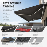 Auvent rétractable à cassette complète, montable au mur ou au plafond, avec support en aluminium robuste, imperméable, pour extérieur, protection solaire