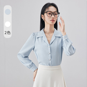 Women's White Long Sleeve Shirt Solid Color Poplin Work Commuting Formal Wear - Product Image 2