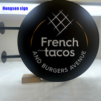 Enseigne lumineuse ronde extérieure en acrylique et acier Hongsen, enseigne publicitaire 3D LED, enseigne de magasin