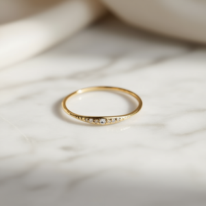 Anello Minimalista in Rame Dorato con Diamanti Naturali Taglio Brillante Rotondo Colore G per Uso Quotidiano Unisex H307 - Product Image 2