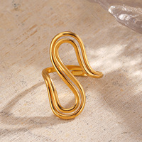 Cincin Lapis Ganda Ukuran Besar Bergaya Eropa dan Amerika, Desain Eksentrik, Personalisasi Hip Hop, Terbuka, Bahan Stainless Steel