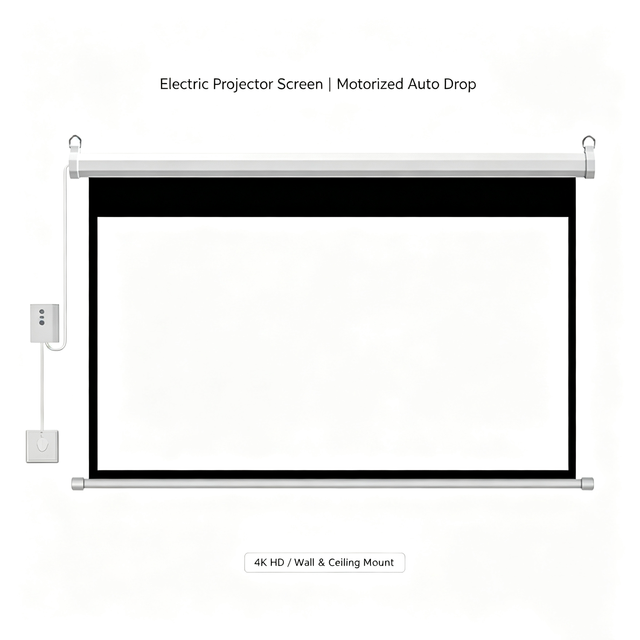 Electronic White Fiberglass White Plastic Projector Screen 16:9 HD 4K 120 Inches Automatic Wall-mounted Home Theater Curtain