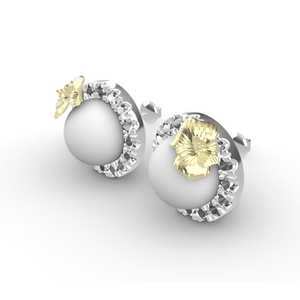 [Expo de Joyería Internacional de Hong Kong] Elegantes Pendientes Colgantes de Flor de Cinco Pétalos con Esmalte Blanco Mate y Acento de Circonita Cúbica - Product Image 3