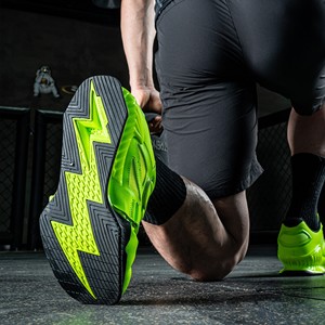 LS1035 <span class=keywords><strong>Chaussures</strong></span> de squat personnalisées <span class=keywords><strong>Chaussures</strong></span> de squat professionnelles à semelle large et à talon haut Couleur noire et verte - Product Image 3