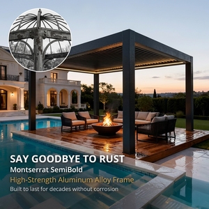 Pergola solaire HENLIXO pour jardin, pergola photovoltaïque avec toit à lames orientables électriques solaires, pergola en aluminium - Product Image 2