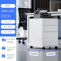 Archivador de Oficina de Acero con Tres Cajones, Móvil, con Cerradura, Diseño Moderno y Simple, Transfronterizo