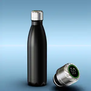 Termo de Cola para deportes al aire libre de doble pared plateado de 500ml, botella de agua con pantalla de temperatura inteligente de autolimpieza con recordatorio