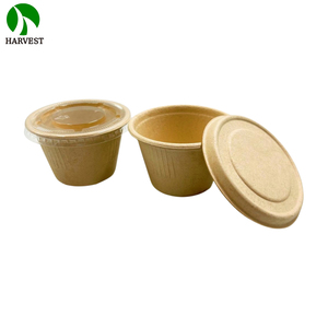 Vasos Redondos de Papel Kraft de 2 oz y 4 oz, Compostables, Desechables, para Salsas Picantes, con Tapa - Product Image 3