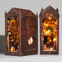 Kit de construction pour maison de poupée en bois, serre-livres avec lumières LED, cadeau de décoration pour la maison