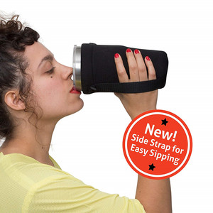 Soporte para vaso con correa de mano, 30oz Tazas de café de acero inoxidable, aislamiento de viaje, manga negra de Neopreno - Product Image 6