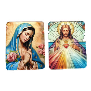 Vitral del Sagrado Corazón de Jesús, Decoración Cristiana Católica, Decoración Religiosa para el Hogar, Adorno de la Virgen María para Pascua y Bautizo - Product Image 1