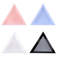 Plateaux de tri pour nail art et pierres dentaires, en plastique noir, rose, bleu, forme triangulaire, avec compartiments pour strass en vrac