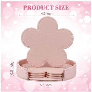 Posavasos Decorativos de Cuero Sintético con Soporte, Diseño Floral, Personalizables, Resistentes al Calor, para Bebidas - Product Image 3