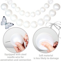 Guirlande de perles artificielles en plastique blanc ivoire, perles rondes, pour décorations DIY de mariage, anniversaire, ou arrière-plans de fête