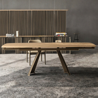 Table à manger rectangulaire en verre trempé au design moderne et luxueux, extensible et pliable, 8 places, pour usage hôtelier