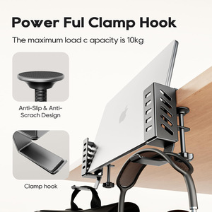 Organizer Laterale per Scrivania <span class=keywords><strong>da</strong></span> Ufficio, Porta Laptop in Acciaio Salvaspazio, Accessorio Multifunzione, Supporto per Tastiera - Product Image 4