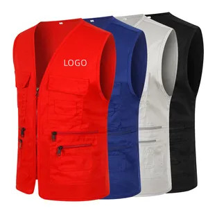 Wholesale Cheap Custom Unisex Advertising Volunteer Worker Vest Men's outdoor Multi Pockets Cargo Vest