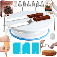 66-teiliges Tortendekorations-Set mit Tortenplatte, Spritzbeuteln und Tüllen, Edelstahl-Muffinförmchen, DIY-Backwerkzeuge