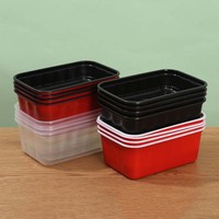 Contenant alimentaire rectangulaire en plastique PP de 700 ml, emballage plastique, assiettes et bols en plastique, conteneur thermoformé de 700 ml