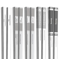 316 roestvrijstalen metalen eetstokjes met patroon, vierkant, antislip, herbruikbaar, voor thuis, restaurant, hotel, lichtgewicht set
