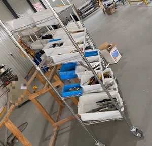 Carrito de recogida de malla de alambre de cuatro capas inclinado de rotación logística de 1200*450*1600mm, estante de almacenamiento cromado, carrito de clasificación - Product Image 5