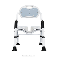 Chaise de douche en alliage d'aluminium pour personnes âgées et femmes enceintes, siège 3D séparé, dossier amovible, hauteur réglable (6 niveaux), sécurité