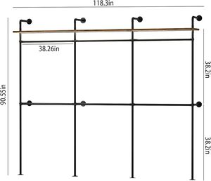 Industrial Pipe Clothes Racks with Shelves <strong>Wall</strong> Mounted Heavy Duty Industrial Pipe <strong>Shelving</strong> - Product Image 3