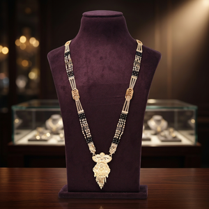 Gold Plated Pendant Mangalsutra, Traditional Designs Mangalsutra, Black Beads Gold Mangalsutra, Gold Filled Jewelry Oro Joyeria. - Product Image 2