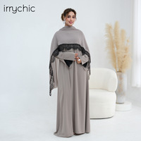 Ensemble deux pièces sexy grande taille Ai Yirui en organza uni avec patchwork de dentelle - Fibre de polyester, manches longues, col en V, taille naturelle, pour soirée
