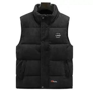 Hot Sales 2022 Winter Warme Mouwloze Bubble Jacks Custom Corduroy Puffer Vest Voor Mannen