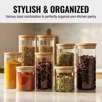Frascos de Vidrio para Almacenamiento con Tapas de Bambú, Recipientes Herméticos de Borosilicato para Organización de Cocina, 150ml-1500ml