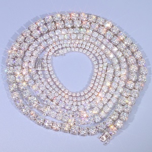 สร้อยข้อมือเทนนิสผู้หญิงสุดหรู ขนาด 2 มม. 7 นิ้ว ถึง 26 นิ้ว ประดับเพชรโมอิสซาไนต์ทรง D สไตล์ฮิปฮอป ผลิตภัณฑ์สั่งทำพิเศษ เครื่องประดับเทนนิสสีเงิน - Product Image 1