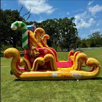 Canapé gonflable géant de Noël de qualité commerciale pour l'extérieur, motif traîneau du Père Noël, chaise photo pour enfants