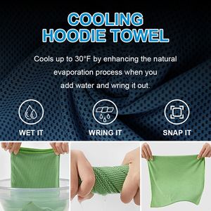 Быстросохнущая однотонная Пляжная накидка из микрофибры с мгновенным охлаждением, полотенце с капюшоном, спортивные полотенца для тренировок - Product Image 5