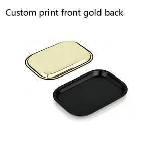 Factory Wholesale Hot-Selling Metal Rectangular Cigarette &amp; Tobacco <strong>Rolling</strong> Trays 18x14mm Black White for Accessories - Product Image 3